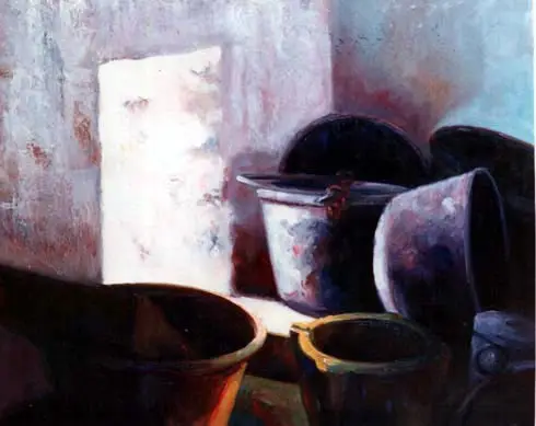 Trastos Granja Esporlas — Óleo sobre tela 73 x 60 cm.